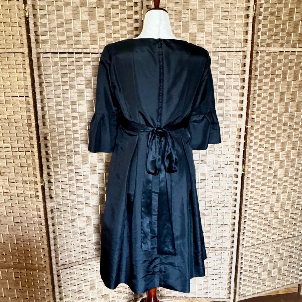 Donna Morgan black silk taffeta bell sleeve dress 14 - Picture 6 of 14